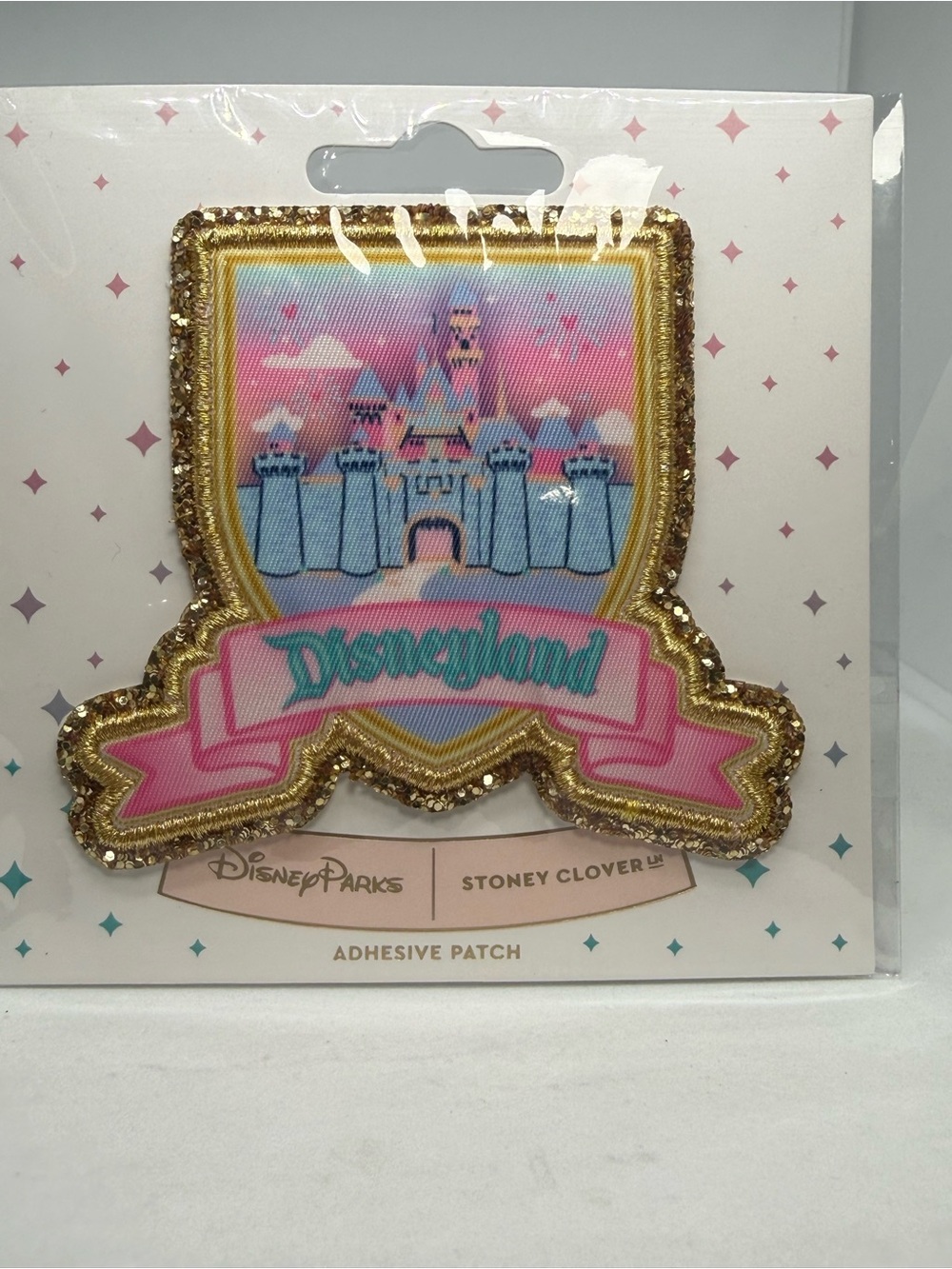 Disney Parks Stoney Clover Ln Disneyland Castle Patch Pink Blue Gold NEW